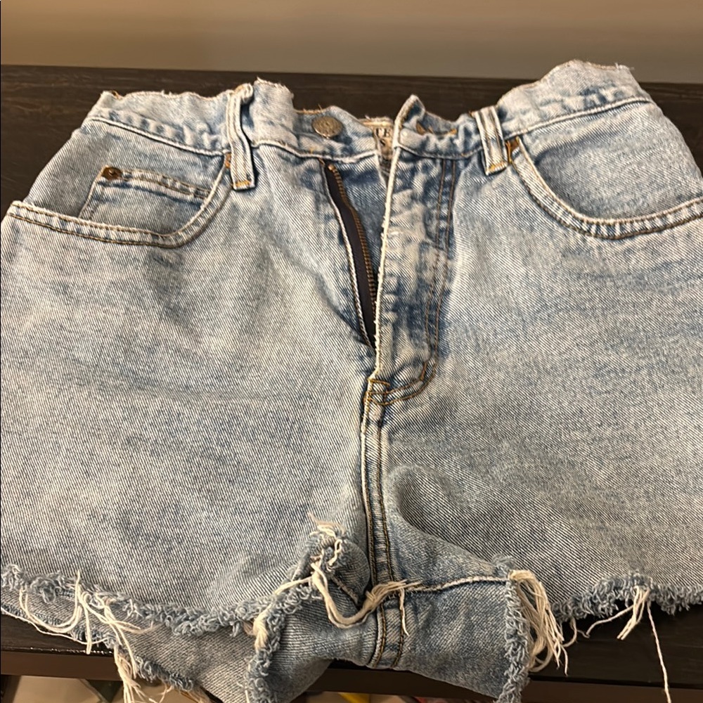 The Limited Blue Jean Shorts Distressed Frayed Hem